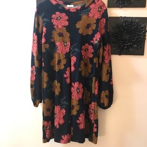 Egy floral sweater dress empire waist box pleated